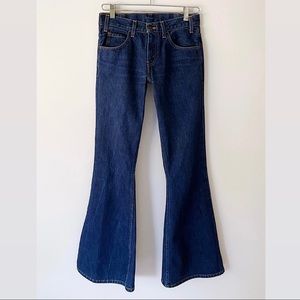 Vintage 70s Levis 684 Orange Tab Dark Denim Bellbottom Jeans | USA Made 26 x 34